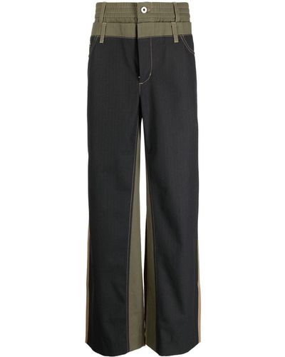 Feng Chen Wang Pantalones con cintura doble - Negro