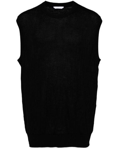 Helmut Lang Intarsia-knit Crew-neck Vest - Black