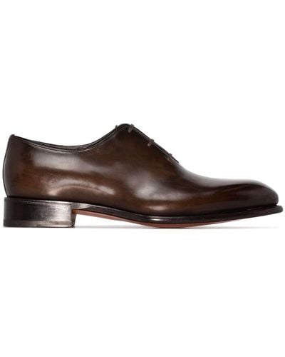 Santoni Leather Lace-up Oxford Shoes - Brown