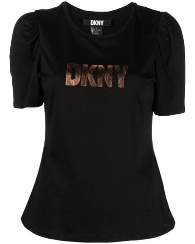 DKNY Logo-print Short-sleeved Cotton T-shirt - Black