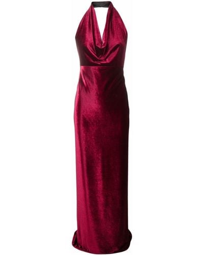 Blanca Vita Cowl-neck Velvet-effect Dress - Red