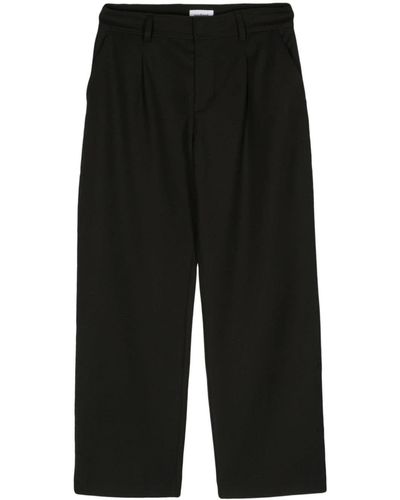 Soulland Aidan Embroidered Wide-leg Trousers - Black
