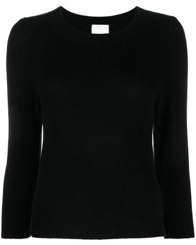 Allude Ribbed-trim Puff-sleeve Sweater - Black