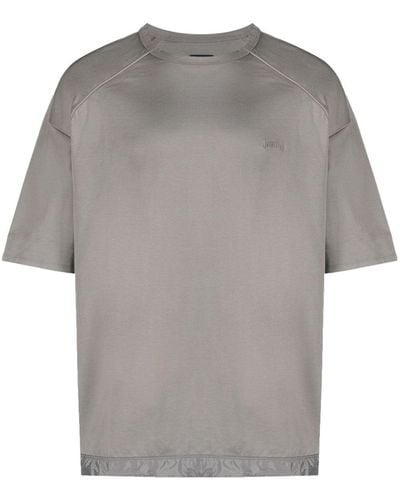 Juun.J Logo-embroidered Cotton T-shirt - Grey
