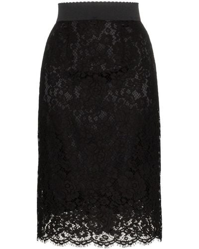 Dolce & Gabbana Lace-overlay Midi Skirt - Black