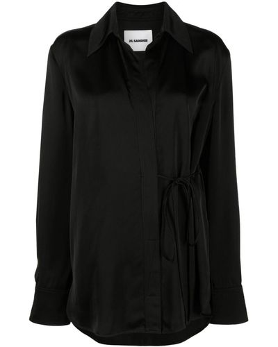 Jil Sander Tie-fastening Wrap Shirt - Black