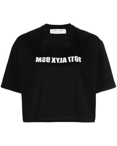 1017 ALYX 9SM T-shirt crop en coton à logo imprimé - Noir