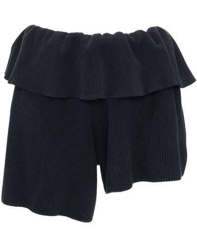JW Anderson Pantalones cortos asimétricos de canalé - Azul