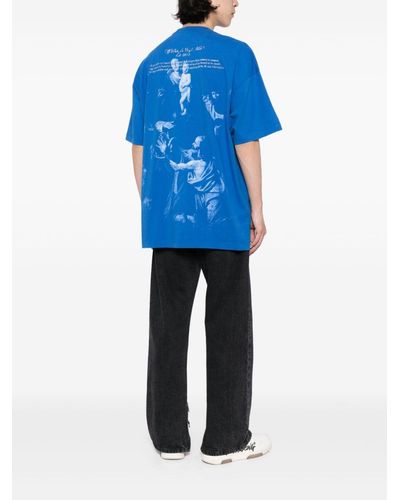 Off-White c/o Virgil Abloh T-Shirt mit grafischem Print - Blau
