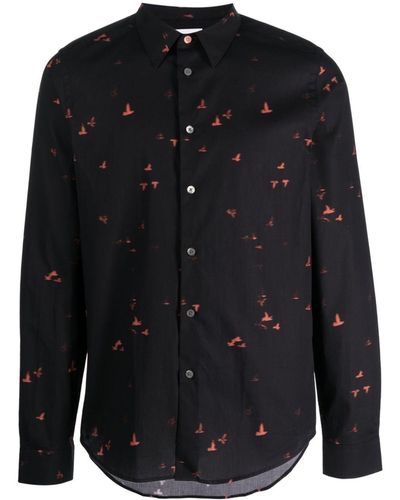 PS by Paul Smith Hemd mit Shadow Birds-Print - Schwarz