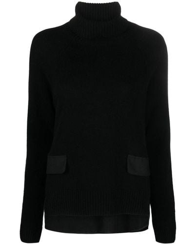 Semicouture Panelled Roll-neck Jumper - Black
