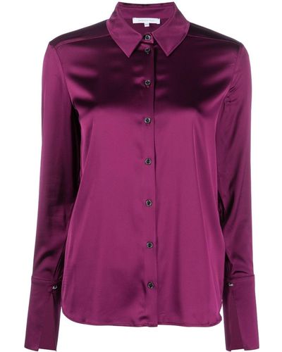 Patrizia Pepe Satin-finish Buttoned Shirt - Purple