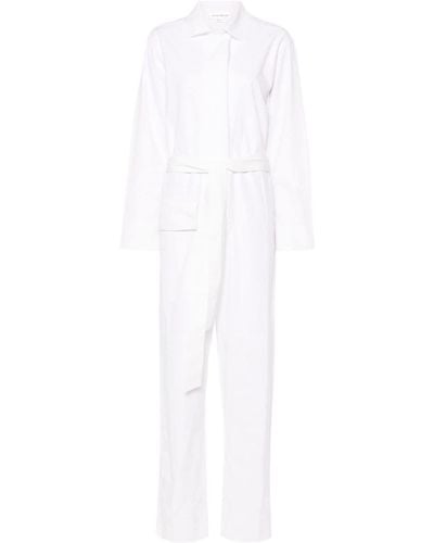Victoria Beckham Belted Cotton Jumpsuit - White