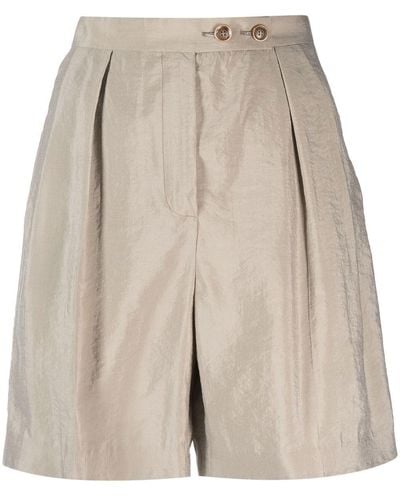 Emporio Armani Pleat-detail High-waisted Shorts - Natural