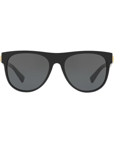 Versace Sonnenbrille mit rundem Gestell - Schwarz