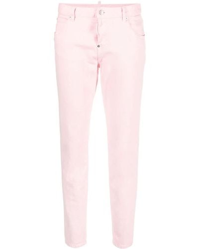 DSquared² White Bull Cropped-Jeans - Pink