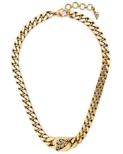 Alexander McQueen Cut-out Logo Chain Necklace - Metallic