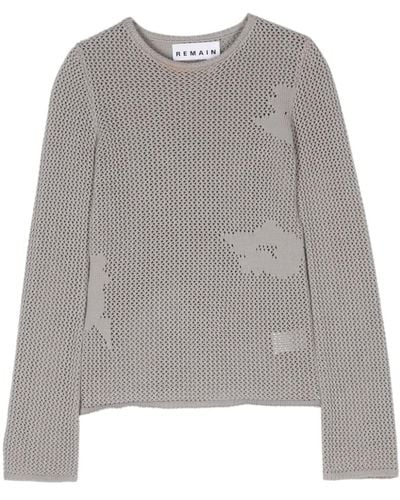 Remain Heva Crochet-knit Sweater - Gray