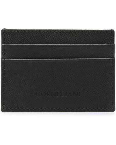 Corneliani Porte-cartes en cuir à logo embossé - Noir