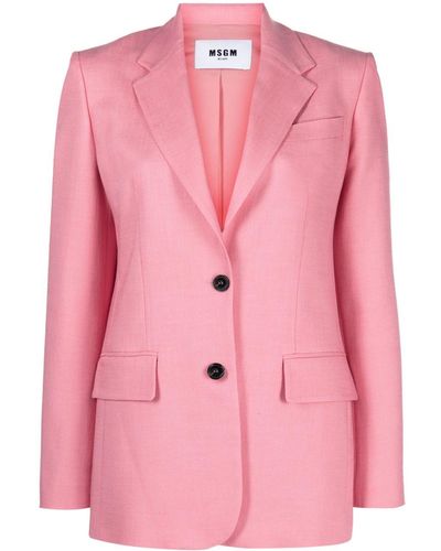 MSGM Notched-lapels Single-breasted Blazer - Pink