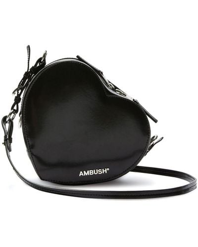 Ambush Heart Crossbody Leather Bag - Black