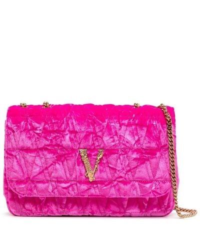 Versace Virtus Schultertasche aus Samt - Pink