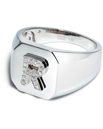 SHAY 18k White Gold R-initial Ring - Metallic