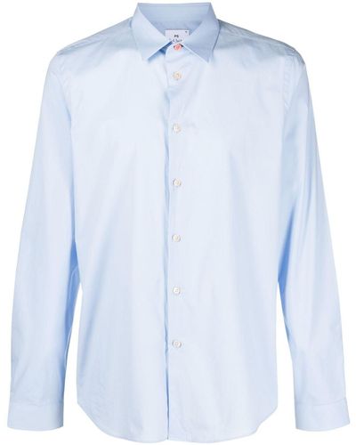 PS by Paul Smith Contrasting-button Cotton Shirt - Blue
