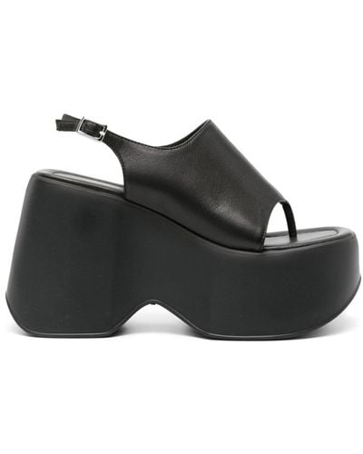 Vic Matié Leather Platform Sandals - Black