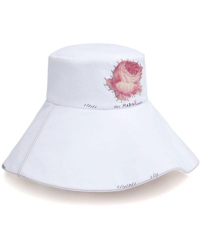 Marni Floral-appliqué Bucket Hat - White