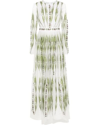Giambattista Valli Midi-jurk Met Geborduurde Bloemen - Wit