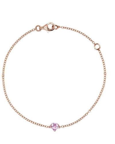 SHAY 18kt Rose Gold Baby Heart Pink Sapphire Bracelet - White
