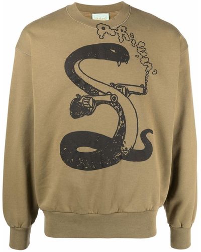 Aries Sweatshirt mit Schlangen-Print - Grün
