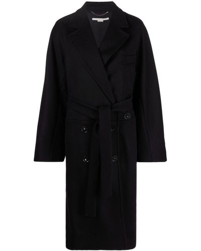 Stella McCartney Manteau en laine à taille ceinturée - Noir