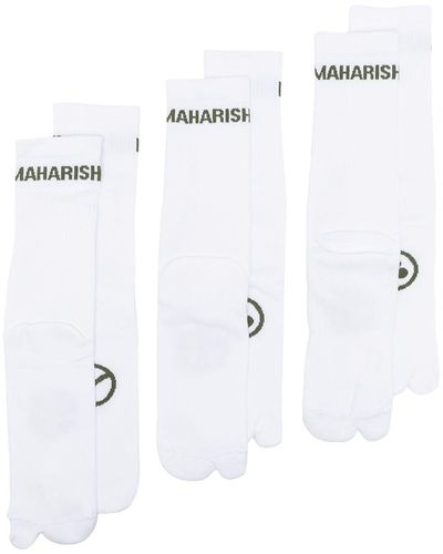 Maharishi Drie Paar Sokken Met Logoprint - Wit