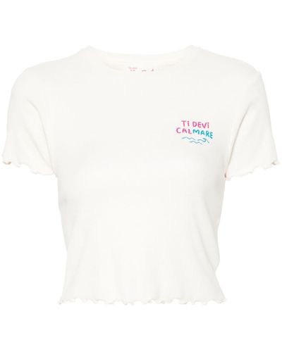Mc2 Saint Barth Camiseta Serena de canalé - Blanco
