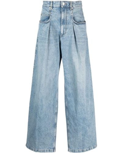 Isabel Marant Janael Wide-Leg-Jeans mit Faltendetail - Blau