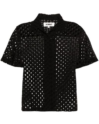 YMC Vegas Broderie-anglaise Shirt - Black