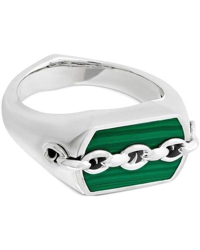 Stephen Webster Inline Silver Malachite Pinky Ring - Green