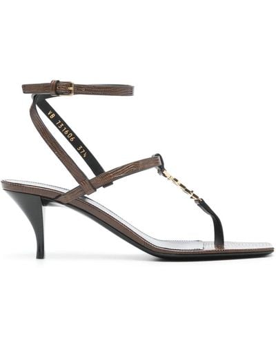 Saint Laurent Cassandra 60mm Leather Sandals - White