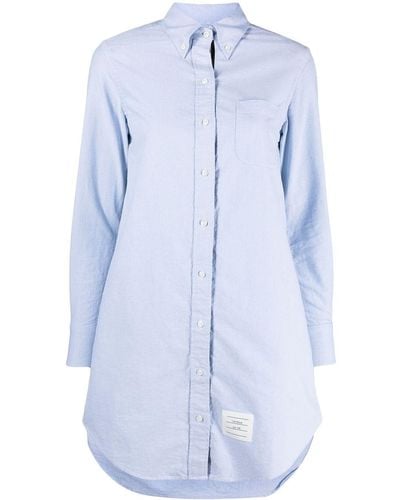 Thom Browne Robe-chemise à détail tricolore - Bleu