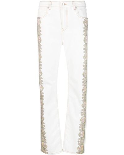 Etro Paisley-print Detail Jeans - White