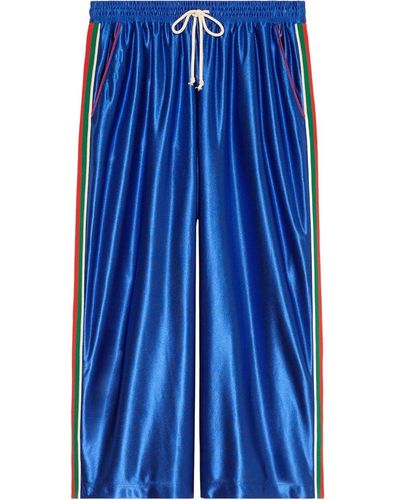 Gucci Web Detailing wide-legged Track Pants - Blue