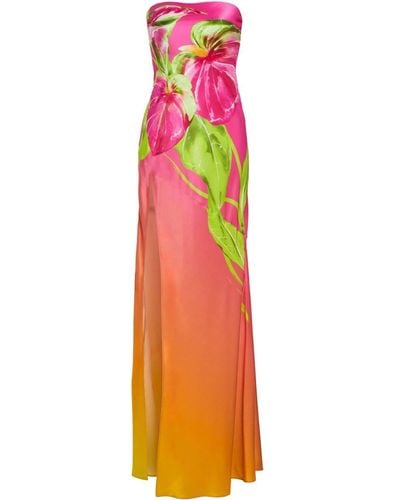 retroféte Aiyanna Strapless Silk Maxi Dress - Pink
