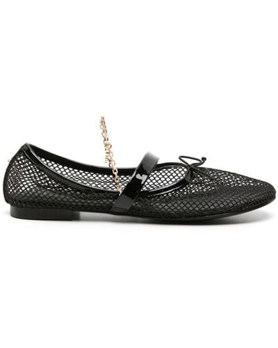 Maje Chain-detail Mesh Ballerina Shoes - Zwart