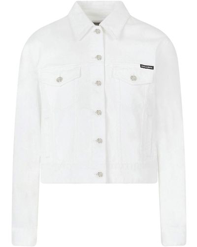 Dolce & Gabbana Logo-appliqué Denim Jacket - White
