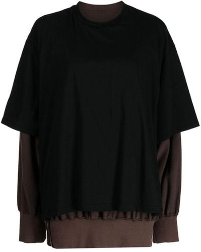 Undercover Layered Cotton Sweatshirt - Black
