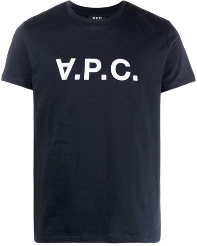 A.P.C. Logo Print T-shirt - Blue