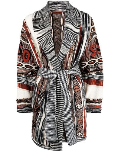 Missoni Mixed Pattern Belted Cardi-coat - Gray