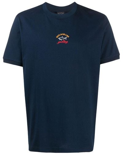 Paul & Shark Crew Neck Logo Print T-Shirt - Blue